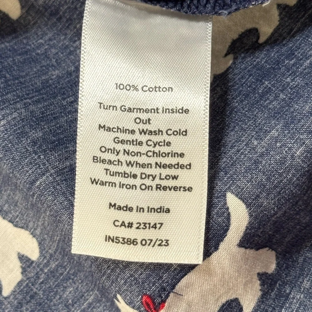 Talbots Scotty Dog Novelty Print Navy Peasant Top Size Large Sequin Detail - Picture 8 of 11